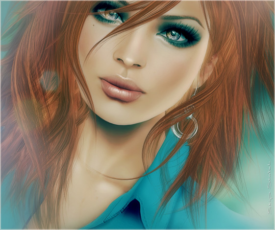 Обои картинки фото 3д, графика, portraits, портрет, девушка, глаза, лицо