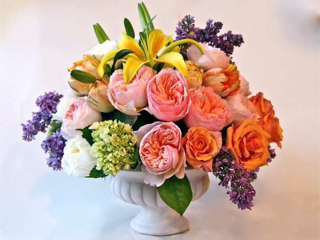 Обои картинки фото цветы, букеты, композиции, розы, букет, сирень