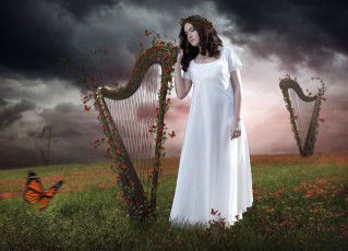 Картинка разное компьютерный дизайн арфа девушка