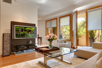 Картинка интерьер гостиная диван столик плазма