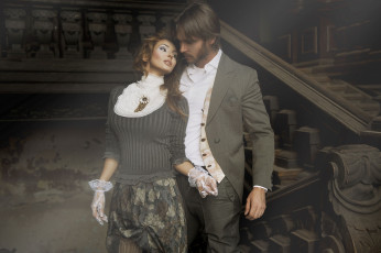 обоя разное, мужчина женщина, лестница