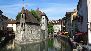 Картинка анси франция города улицы площади набережные канал дома горд