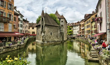 Картинка анси франция города улицы площади набережные канал набережная дома город