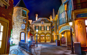 Картинка города огни ночного фонари дома улица ночь свет