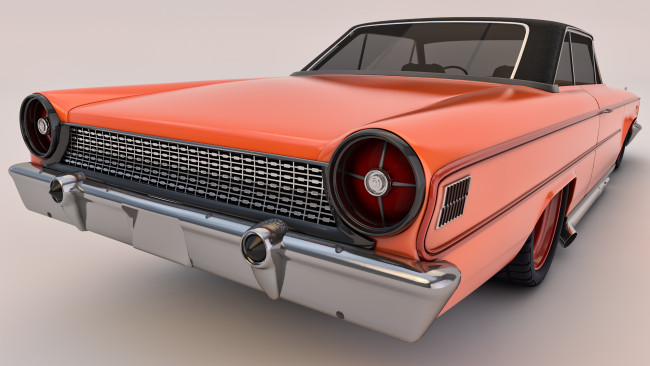 Обои картинки фото автомобили, 3д, galaxie, ford, 1963