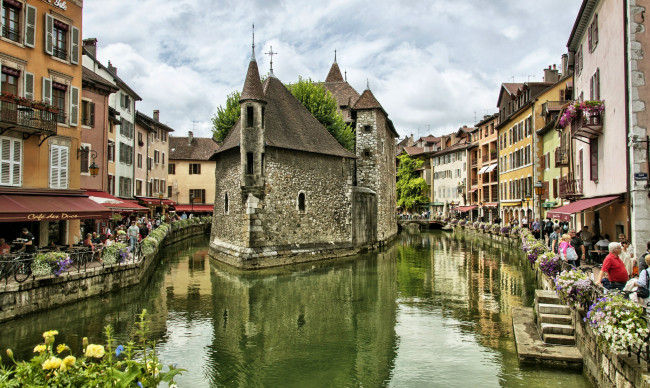 Обои картинки фото анси, франция, города, улицы, площади, набережные, канал, набережная, дома, город