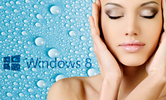 Обои картинки фото компьютеры, windows, капли, девушка