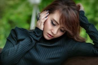 Картинка девушки -unsort+ азиатки жест взгляд лицо