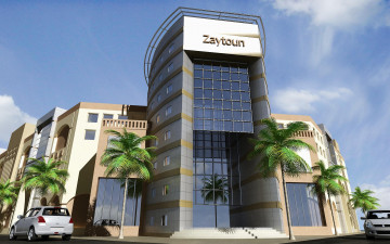 Картинка 3д+графика архитектура+ architecture дом пальмы автомобили