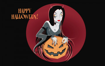Картинка праздничные хэллоуин тыква рожки взгляд девушки