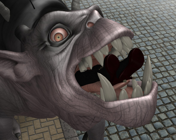 Обои картинки фото 3д графика, существа , creatures, существо, глаза, клыки, пасть