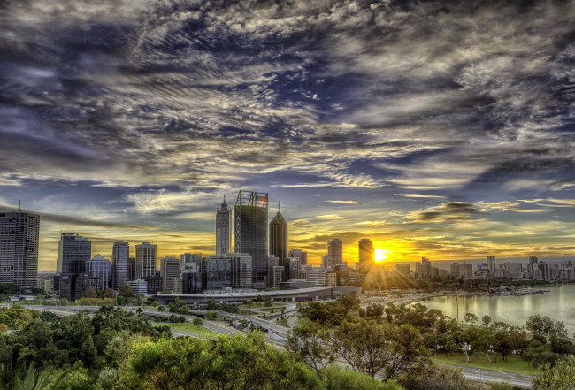 Обои картинки фото города, сидней , австралия, сидней, набережная, дороги, огни, ночь, дома