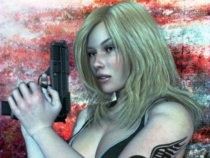 Картинка 3д+графика фантазия+ fantasy оружие фон взгляд девушка