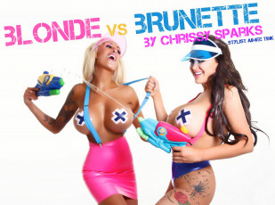 Картинка девушки kacey+diamonds подтяжки тату грудь пистолет брюнетка блондинка kacey diamonds