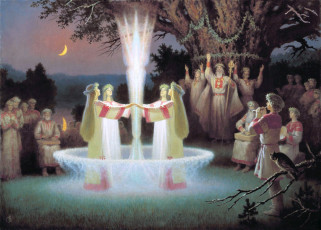 Картинка ночь+на+ивана+купалу рисованное борис+ольшанский гуляния славяне праздник люди