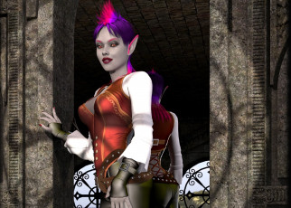 Картинка 3д+графика эльфы+ elves эльфийка панк фон взгляд