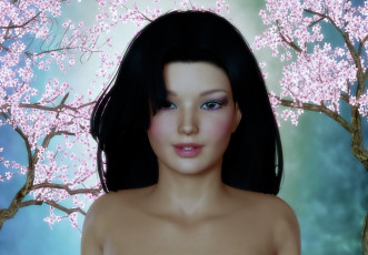 Картинка 3д+графика портрет+ portraits фон взгляд девушка