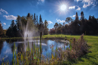 Картинка природа реки озера фонтан парк озеро облака небо