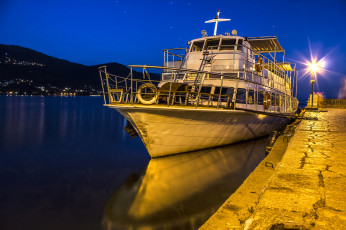 Картинка корабли другое ночь фонарь пристань