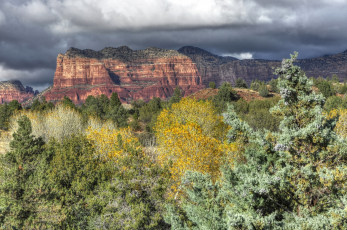 Картинка природа горы скалы тучи деревья