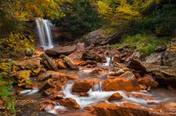 Картинка природа водопады лес река водопад