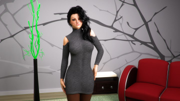 обоя 3д графика, люди , people, девушка, взгляд, фон