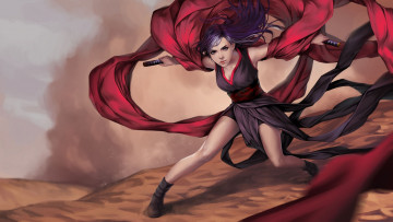 Картинка фэнтези девушки кимоно kimono ветер wind катана sand storm песчаная буря katana desert пустыня by unodu fantasy рисунок girl девушка sword меч одежда clothes развевающиеся волосы flowing hair арт art