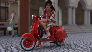 Картинка мотоциклы 3d взгляд девушка мотоцикл фон