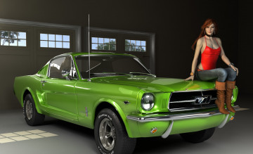 Картинка автомобили 3d+car&girl автомобиль фон взгляд девушка