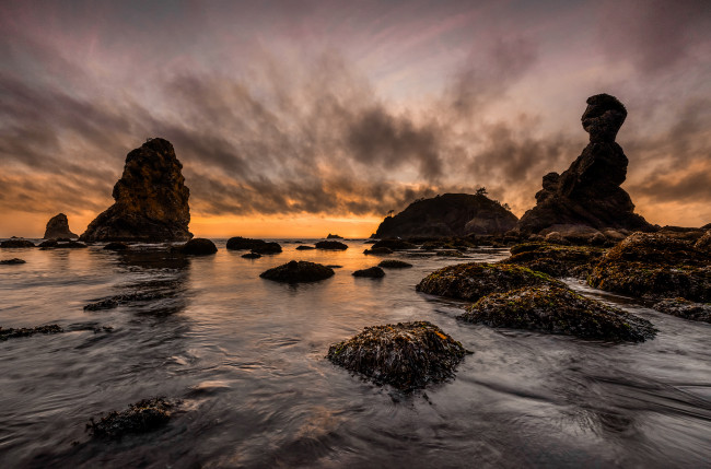 Обои картинки фото природа, побережье, сумрак, скалы, океан