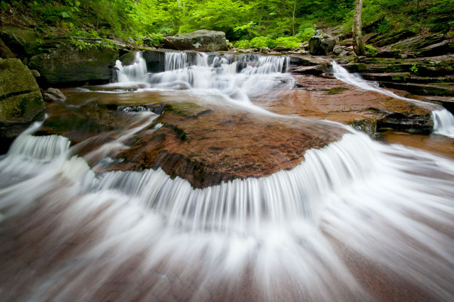 Обои картинки фото природа, водопады, водопад, река, лес