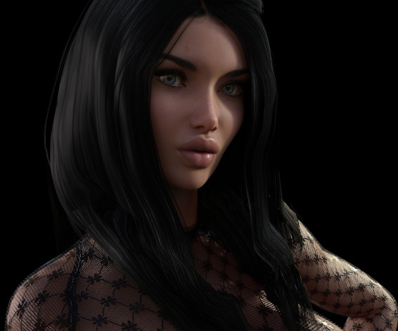 Обои картинки фото 3д графика, портрет , portraits, взгляд, девушка, фон