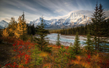 Картинка природа реки озера горы река осень canada jasper national park