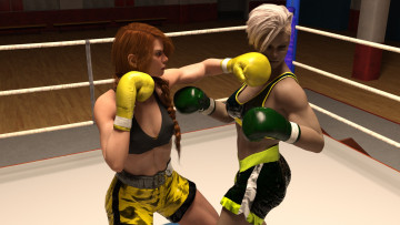 Картинка 3д+графика спорт+ sport бокс ринг фон взгляд девушки