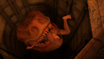 обоя 3д графика, существа , creatures, девушка, взгляд, фон