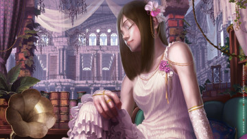 Картинка календари рисованные +векторная+графика девушка цветок