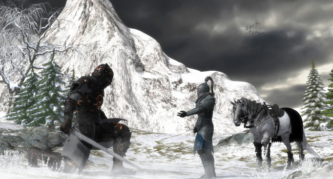 Обои картинки фото 3д графика, армия , military, горы, лошадь, рыцари