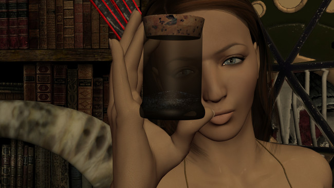 Обои картинки фото 3д графика, фантазия , fantasy, девушка, взгляд, фон