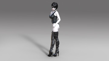 Картинка 3д+графика фантазия+ fantasy ботфорты корсет фон девушка