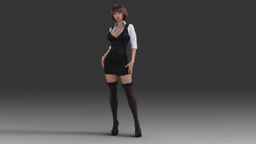 Картинка 3д+графика люди+ people взгляд девушка фон чулки