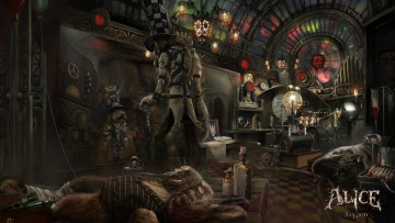 Картинка видео+игры alice цилиндр фон обстановка человек комната