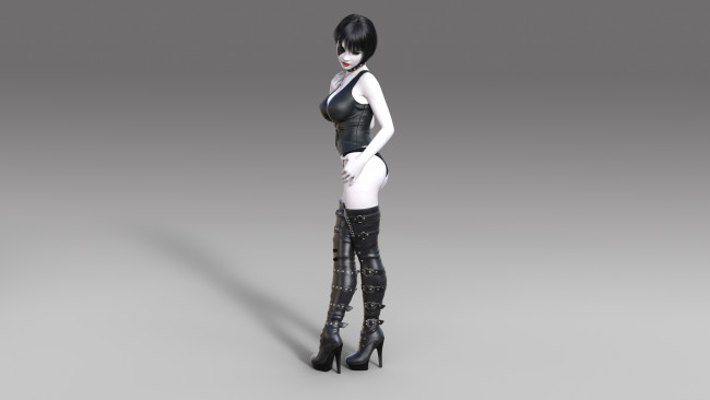 Обои картинки фото 3д графика, фантазия , fantasy, ботфорты, корсет, фон, девушка