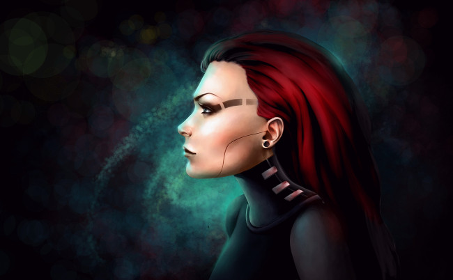 Обои картинки фото фэнтези, роботы,  киборги,  механизмы, девушка, фон