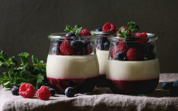 Картинка еда мороженое +десерты мята десерт желе малина