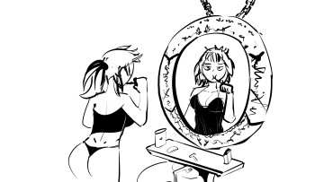 обоя рисованное, люди, девушка, зеркало