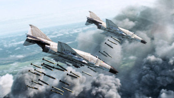 обоя видео игры, war thunder, самолеты, полет, бомбы, облака