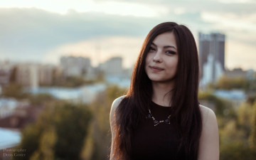 Картинка девушки -+лица +портреты шатенка лицо ожерелье город осень