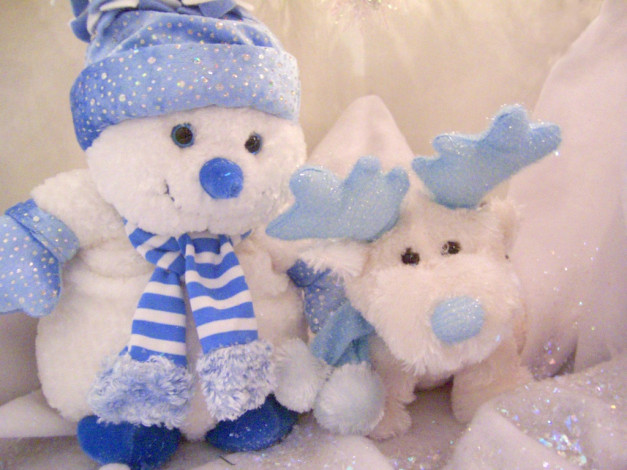 Обои картинки фото праздничные, снеговики