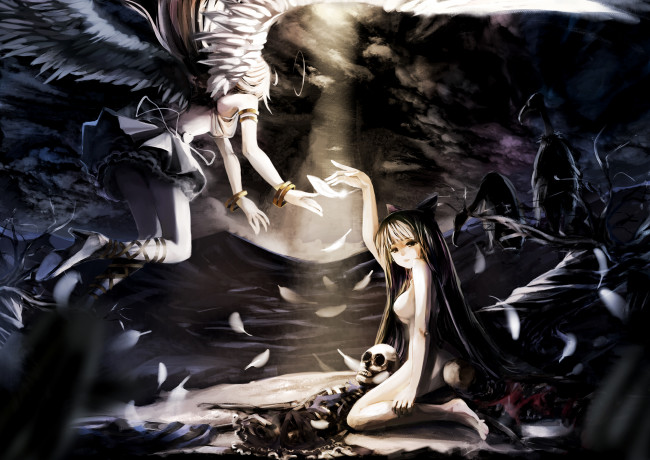 Обои картинки фото аниме, panty, stocking, with, garterbelt, anarchy