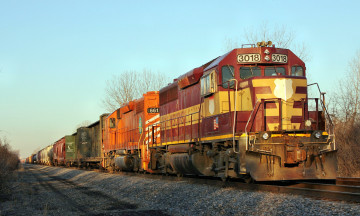 Картинка техника поезда железная дорога рельсы локомотив вагоны грузовой состав